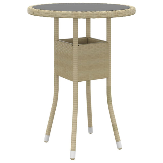 Puutarhapöytä Ø60x75 cm karkaistu lasi ja polyrottinki beige - Sisustajankoti.fi