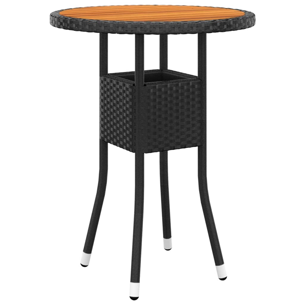 Puutarhapöytä Ø60x75 cm akaasiapuu ja polyrottinki musta - Sisustajankoti.fi