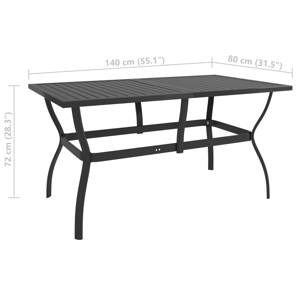 Puutarhapöytä antrasiitti 140x80x72 cm teräs - Sisustajankoti.fi