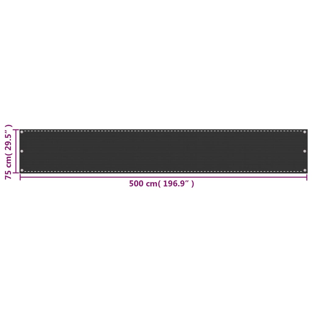 Parvekkeen suoja HDPE 75x500 cm antrasiitti - Sisustajankoti.fi