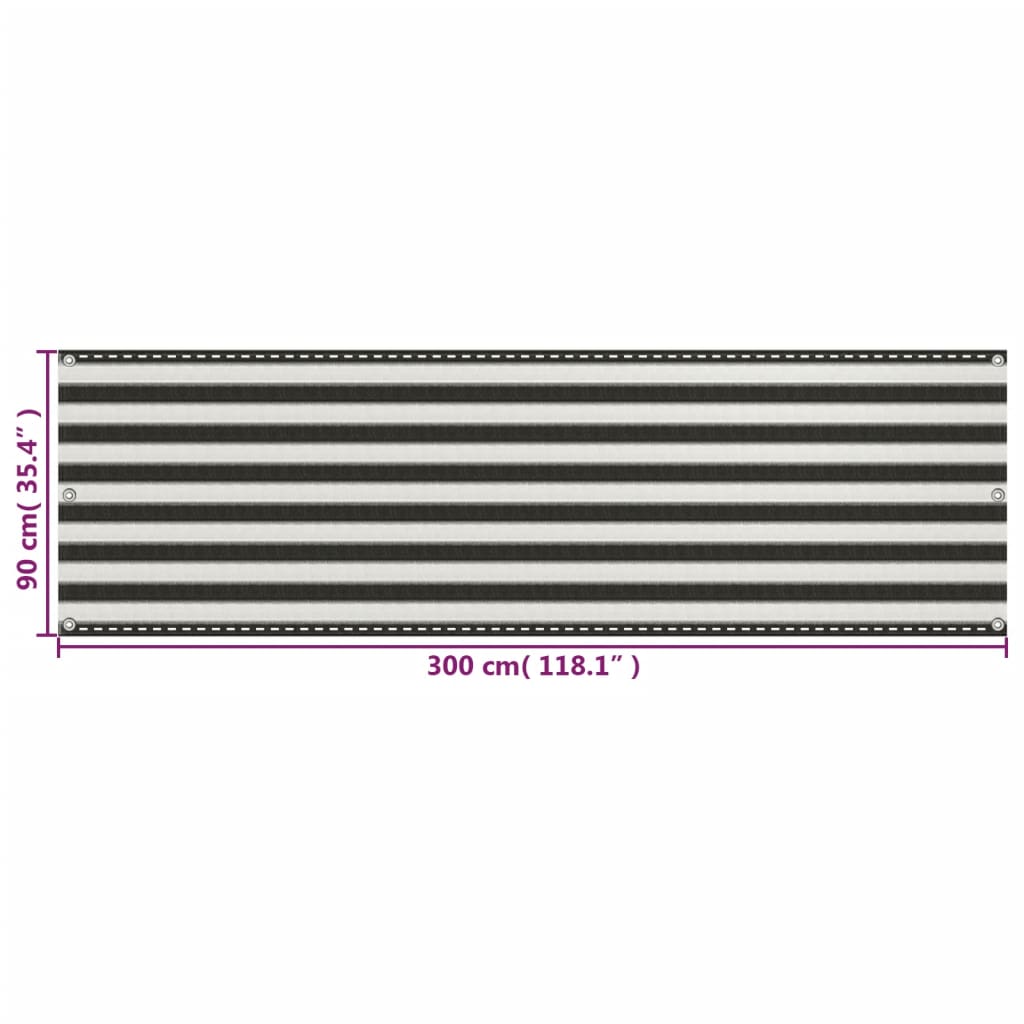 Parvekkeen suoja HDPE 90x300 cm antrasiitti ja valkoinen - Sisustajankoti.fi