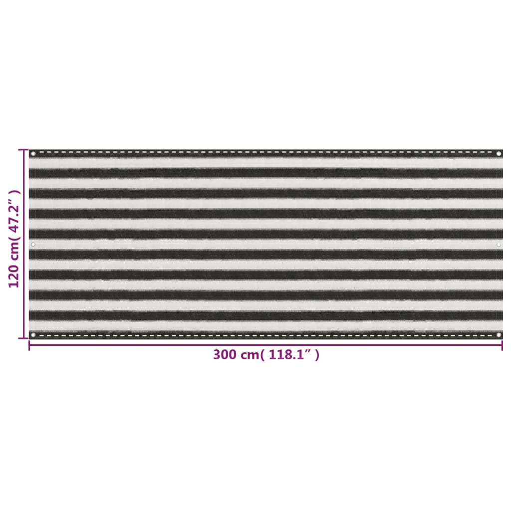 Parvekkeen suoja HDPE 120x300 cm antrasiitti ja valkoinen - Sisustajankoti.fi