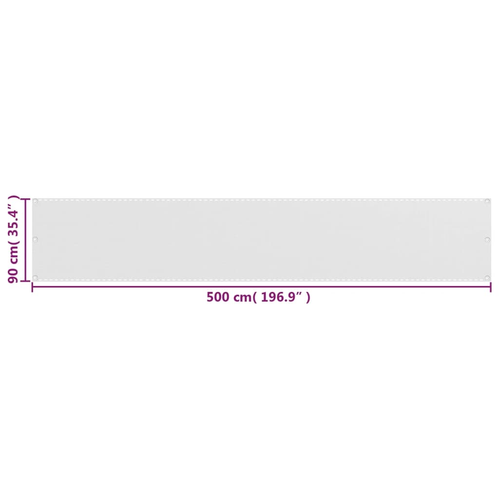 Parvekkeen suoja valkoinen 90x500 cm HDPE - Sisustajankoti.fi