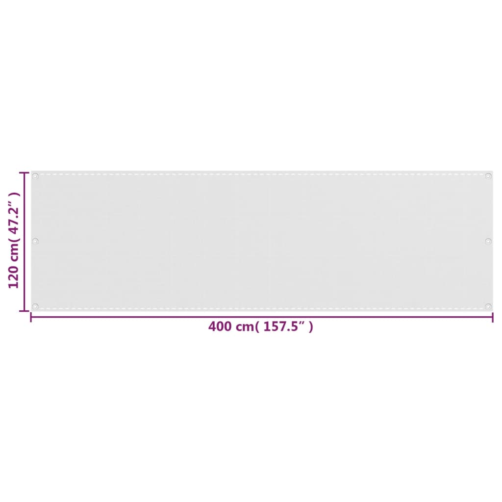Parvekkeen suoja valkoinen 120x400 cm HDPE - Sisustajankoti.fi