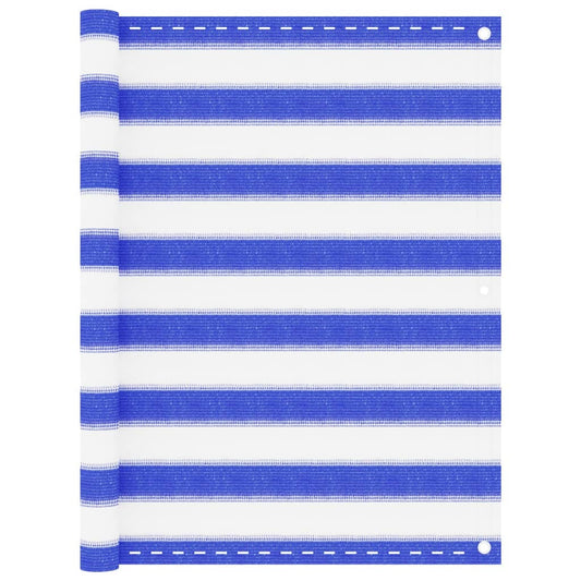 Parvekkeen suoja sininen ja valkoinen 90x600 cm HDPE - Sisustajankoti.fi