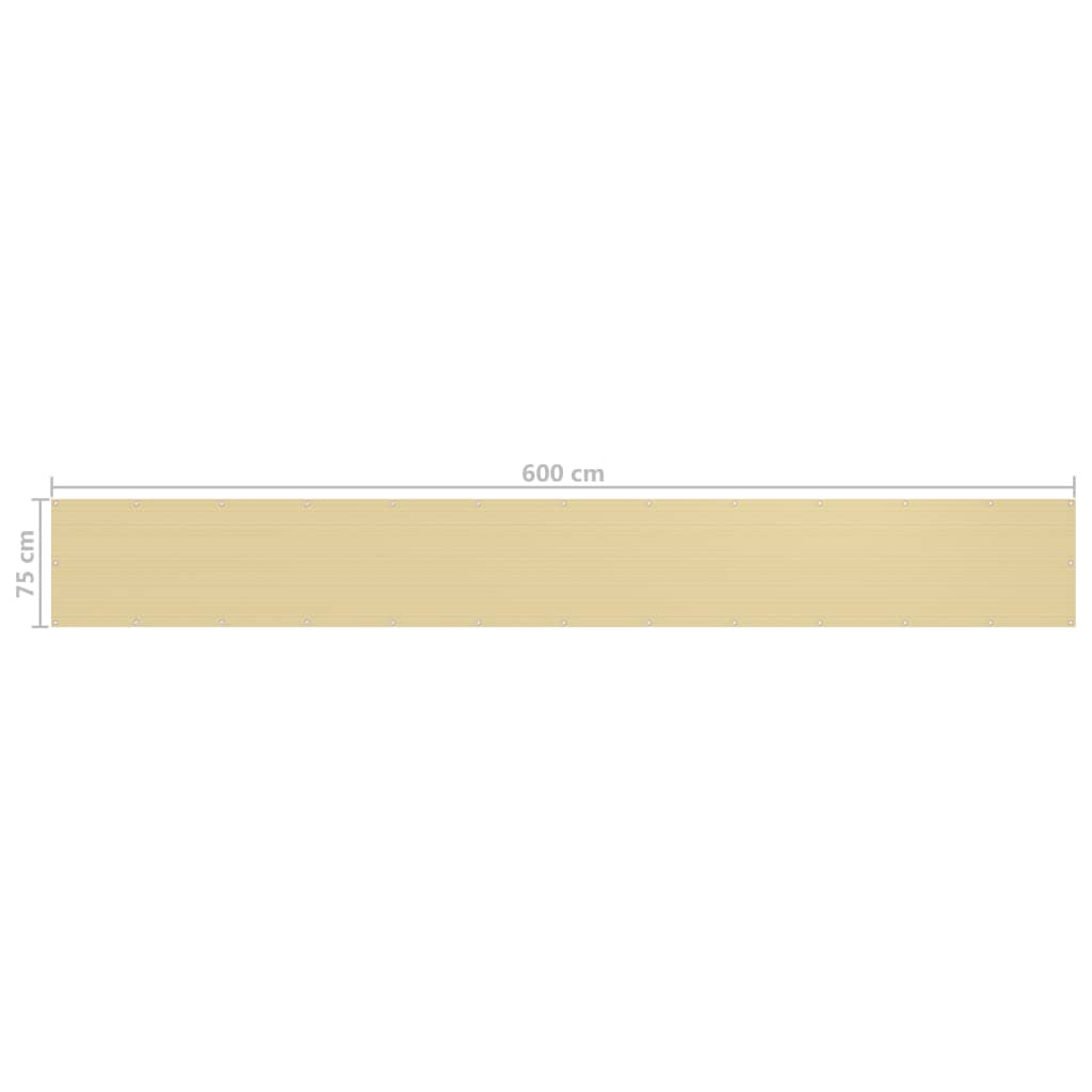Parvekkeen suoja beige 75x600 cm HDPE - Sisustajankoti.fi