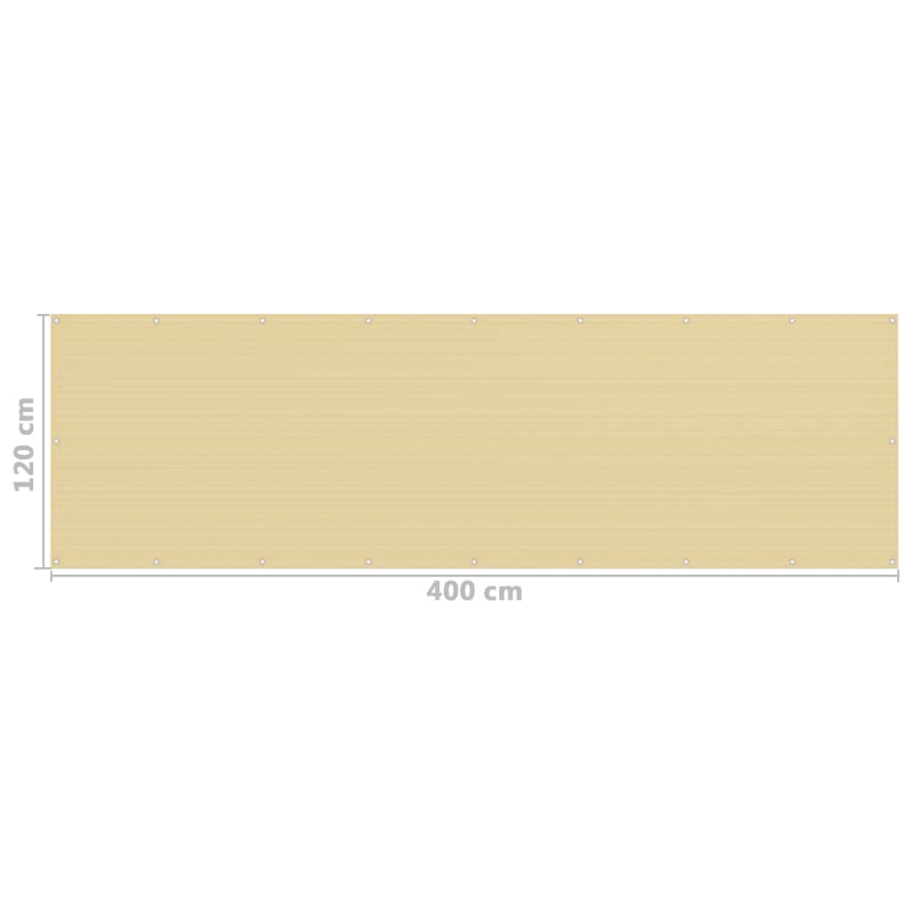 Parvekkeen suoja beige 120x400 cm HDPE - Sisustajankoti.fi