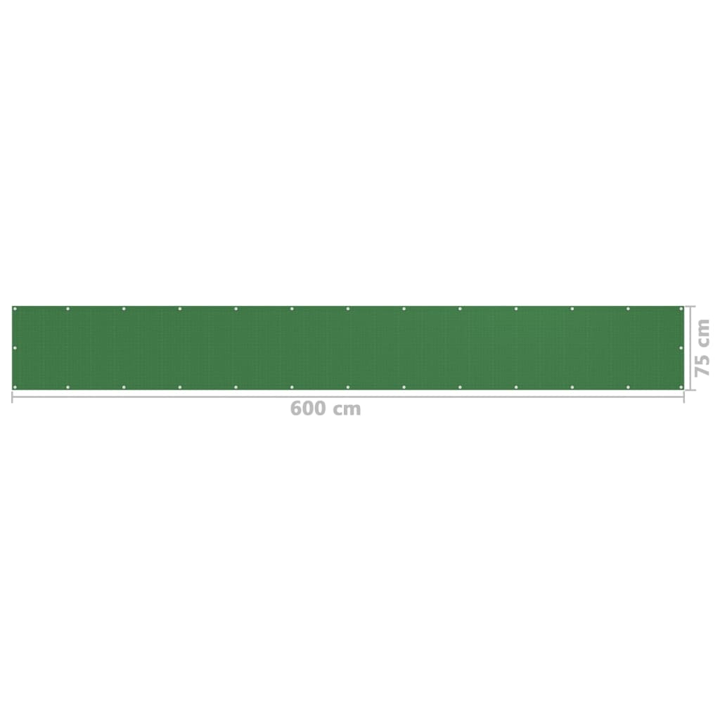 Parvekkeen suoja vaaleanvihreä 75x600 cm HDPE - Sisustajankoti.fi