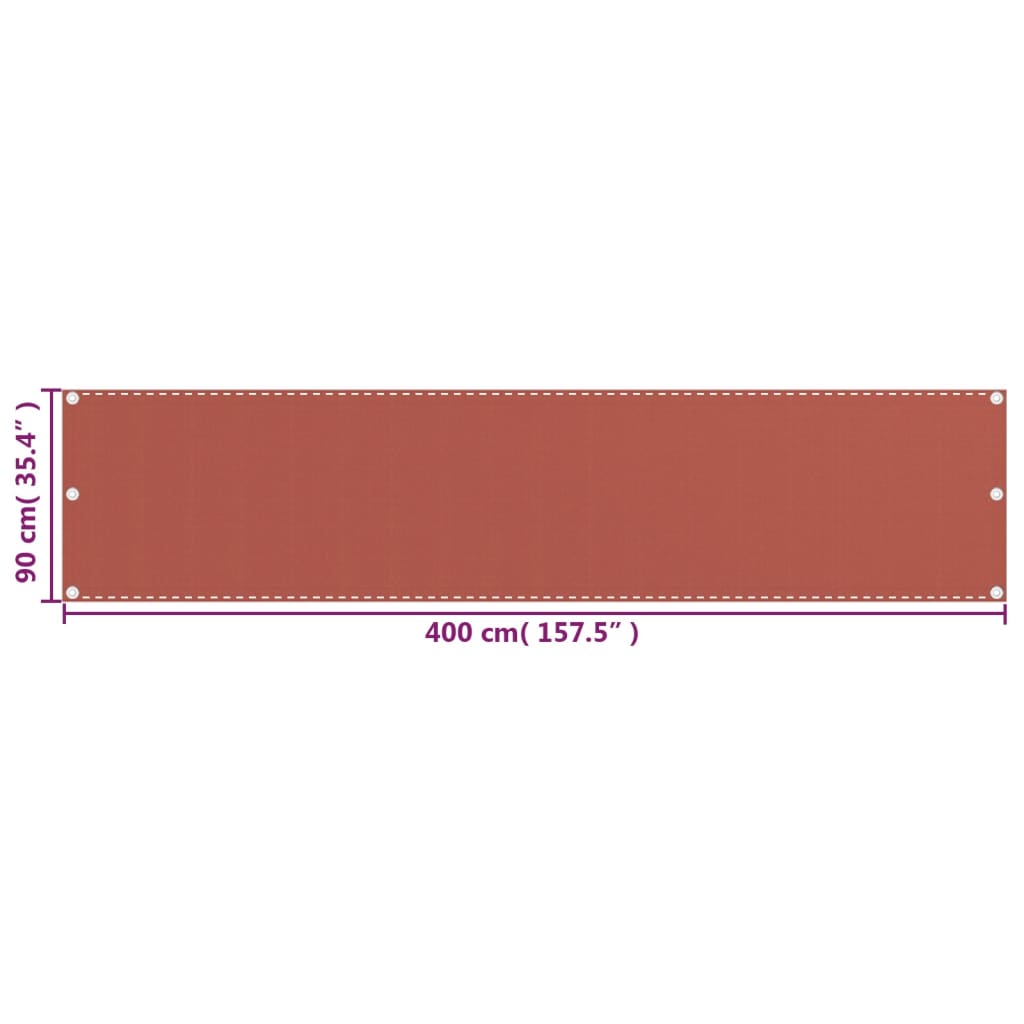 Parvekkeen suoja terrakotta 90x400 cm HDPE - Sisustajankoti.fi