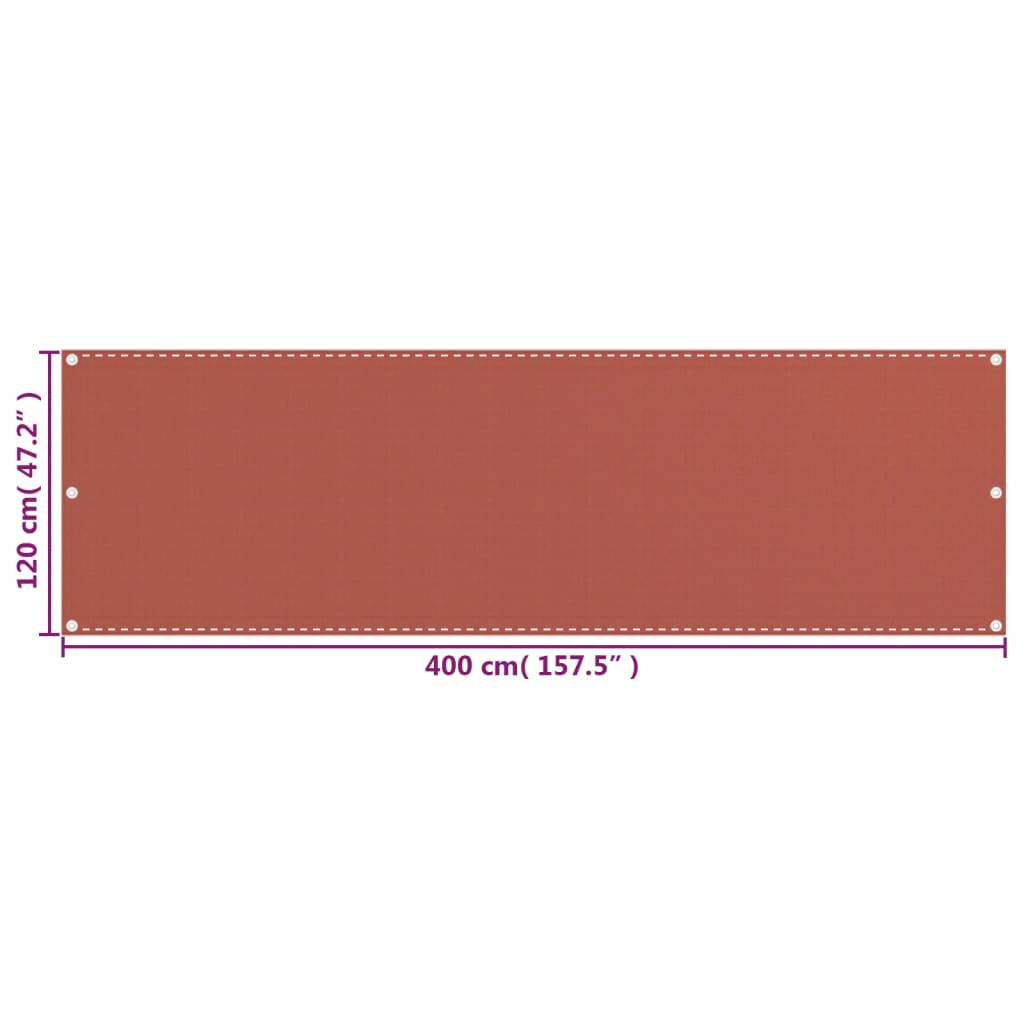 Parvekkeen suoja terrakotta 120x400 cm HDPE - Sisustajankoti.fi