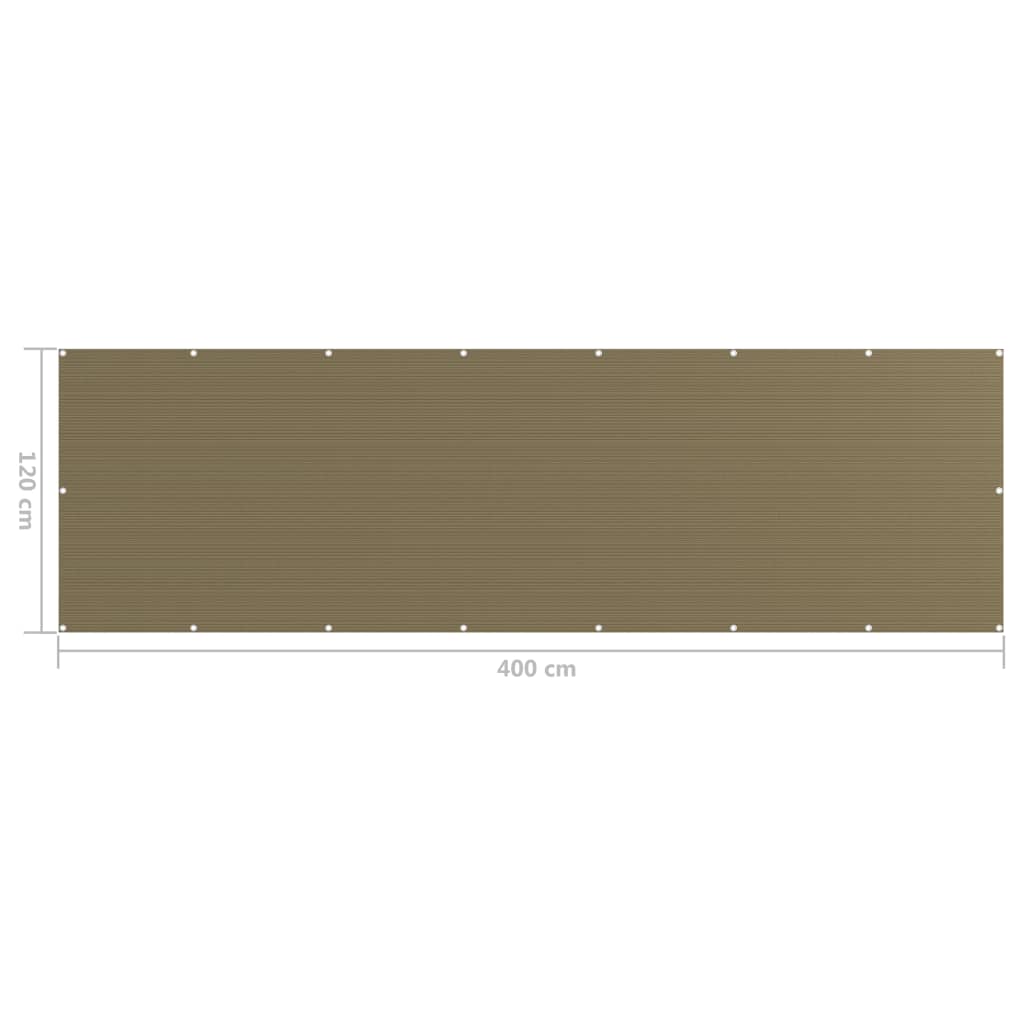 Parvekkeen suoja harmaanruskea 120x400 cm HDPE - Sisustajankoti.fi