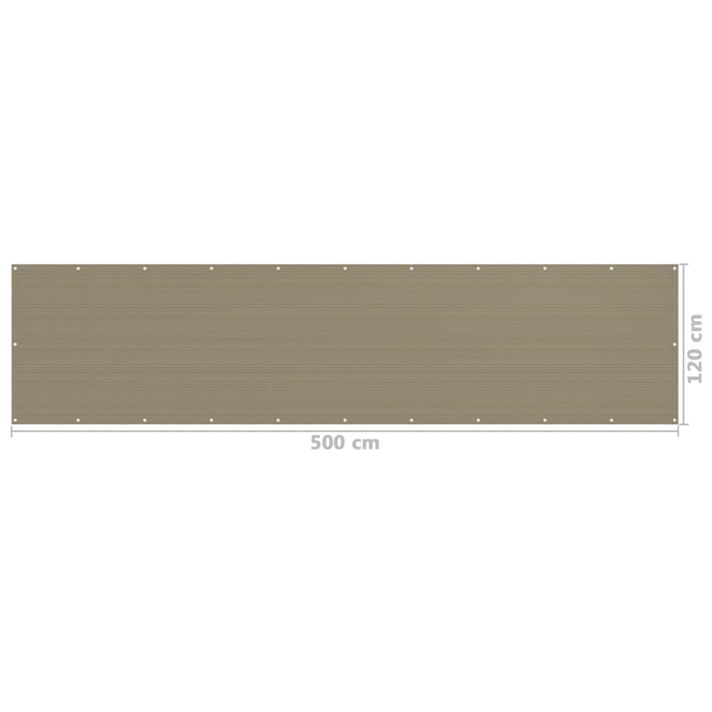 Parvekkeen suoja ruskeanharmaa 120x500 cm HDPE - Sisustajankoti.fi