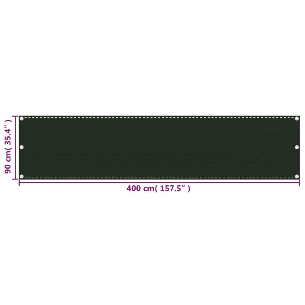 Parvekkeen suoja tummanvihreä 90x400 cm HDPE - Sisustajankoti.fi