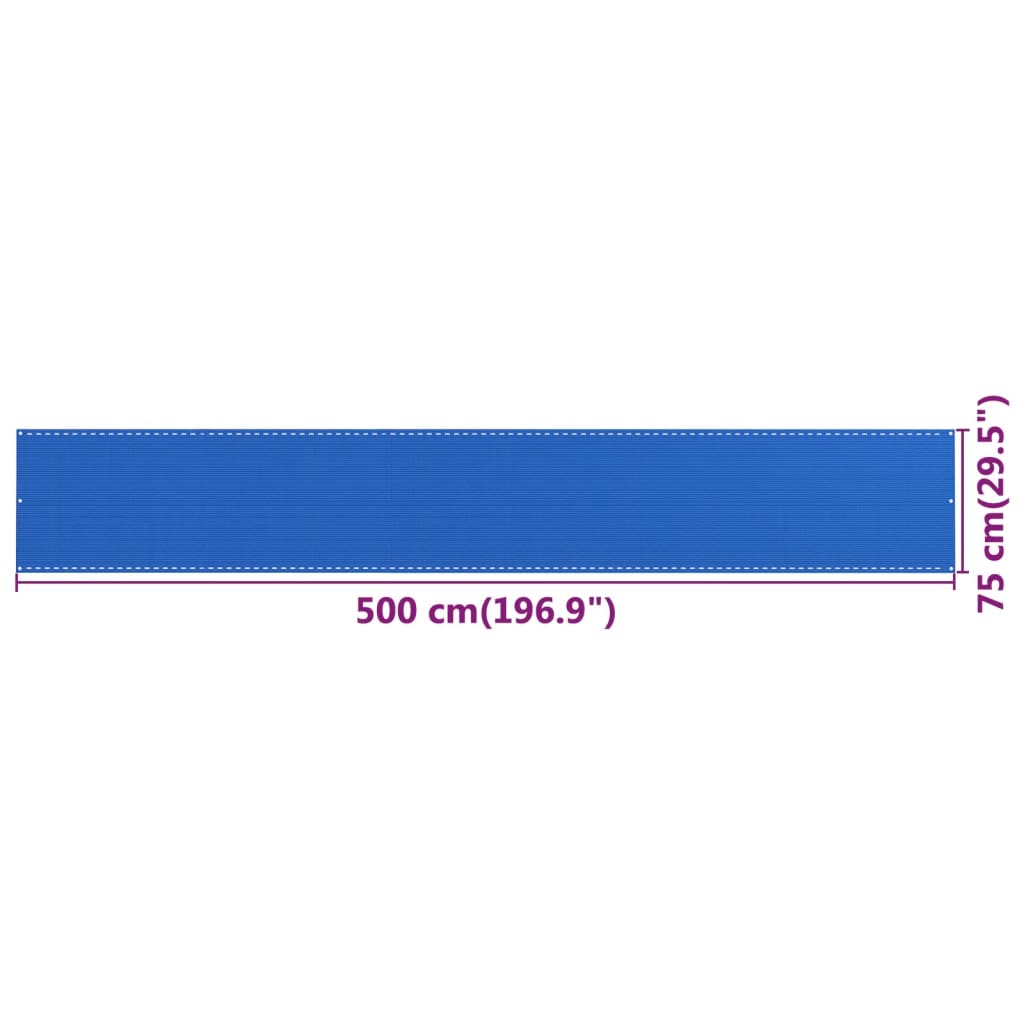 Parvekkeen suoja sininen 75x500 cm HDPE - Sisustajankoti.fi