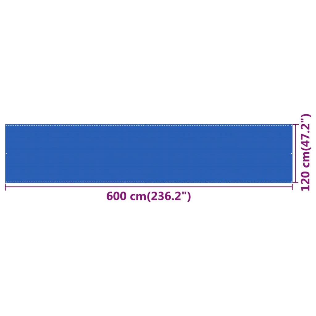 Parvekkeen suoja sininen 120x600 cm HDPE - Sisustajankoti.fi