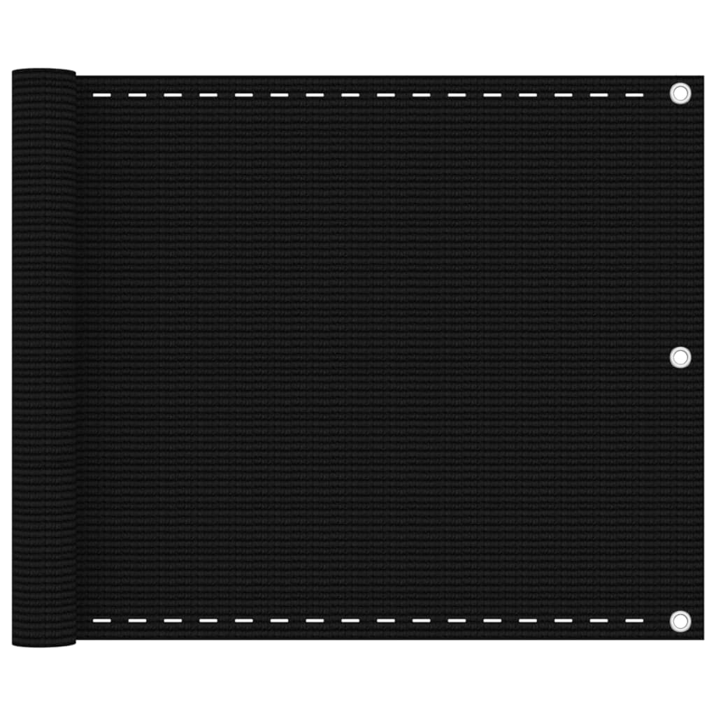 Parvekkeen suoja musta 75x500 cm HDPE - Sisustajankoti.fi