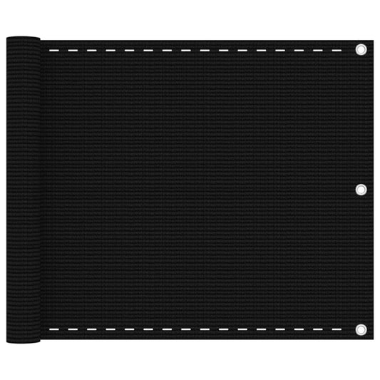 Parvekkeen suoja musta 75x500 cm HDPE - Sisustajankoti.fi