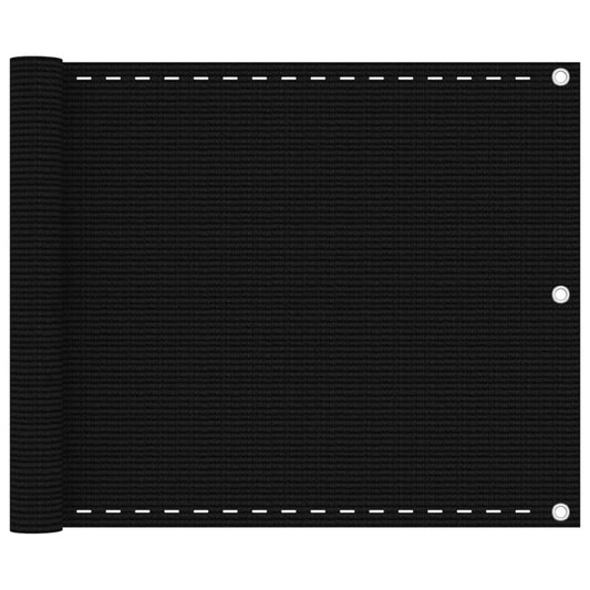 Parvekkeen suoja musta 75x600 cm HDPE - Sisustajankoti.fi