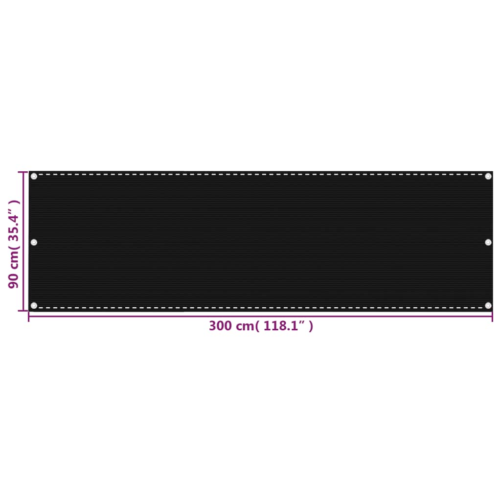 Parvekkeen suoja musta 90x300 cm HDPE - Sisustajankoti.fi