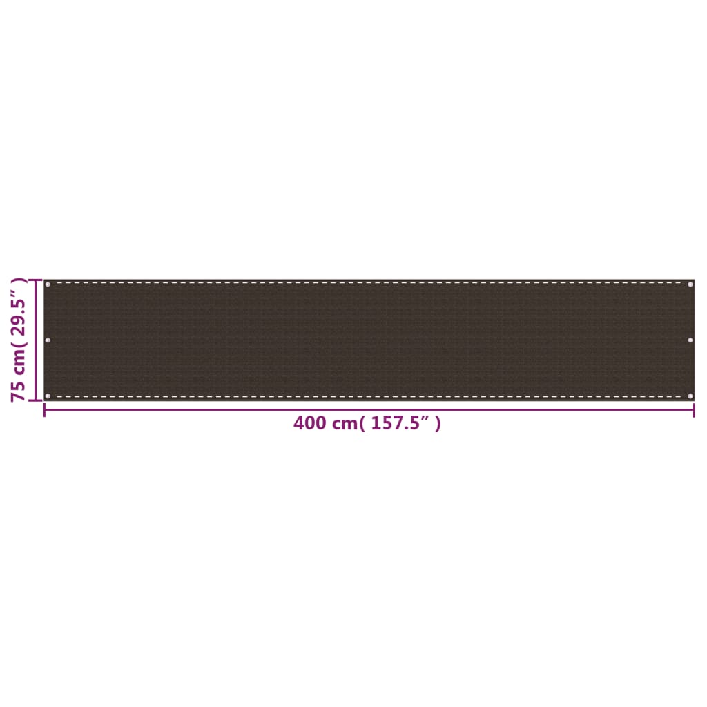 Parvekkeen suoja ruskea 75x400 cm HDPE - Sisustajankoti.fi