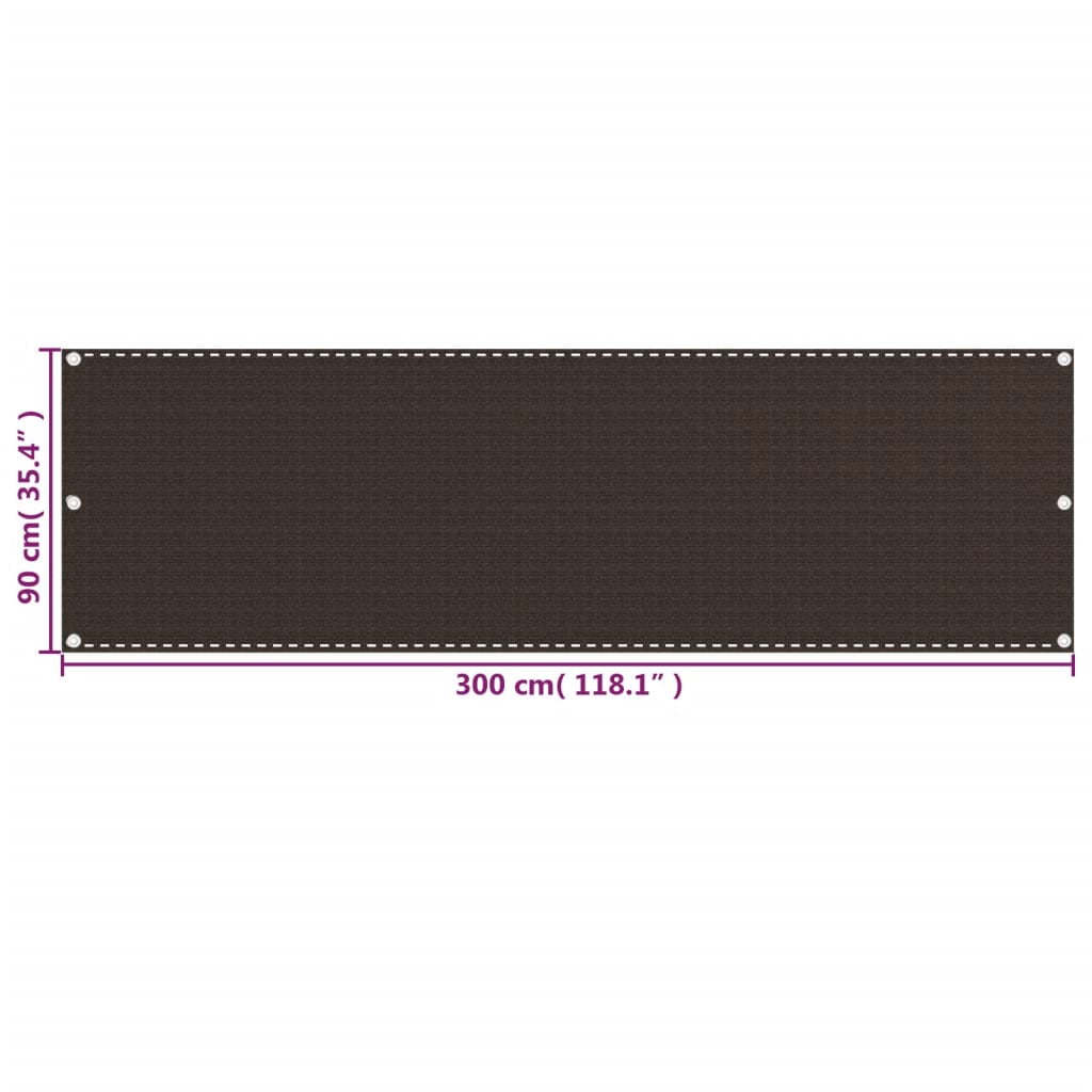 Parvekkeen suoja ruskea 90x300 cm HDPE - Sisustajankoti.fi