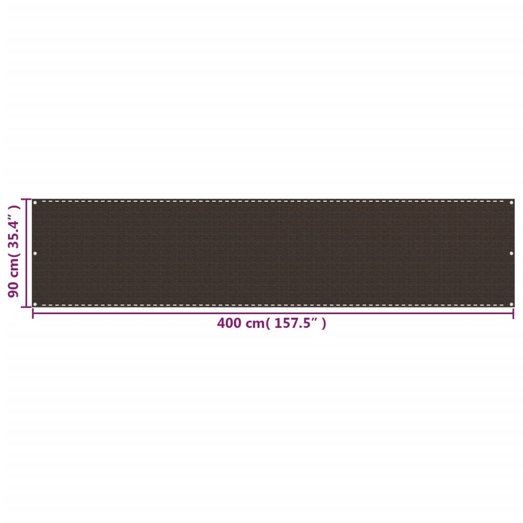 Parvekkeen suoja ruskea 90x400 cm HDPE - Sisustajankoti.fi