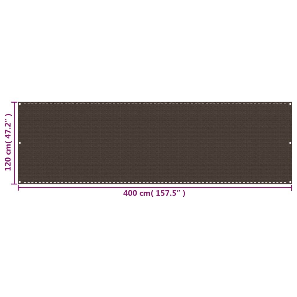 Parvekkeen suoja ruskea 120x400 cm HDPE - Sisustajankoti.fi