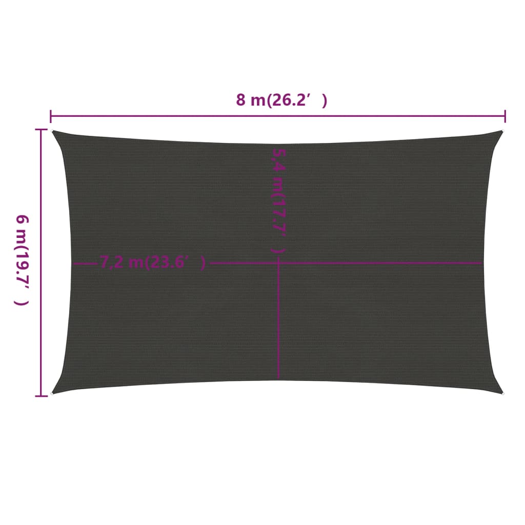 Aurinkopurje 160 g/m² antrasiitti 6x8 m HDPE - Sisustajankoti.fi