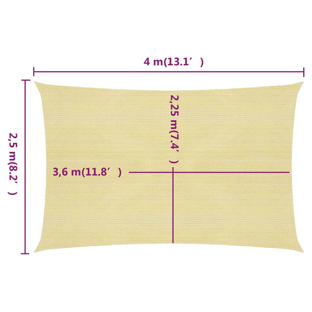 Aurinkopurje 160 g/m² beige 2,5x4 m HDPE - Sisustajankoti.fi