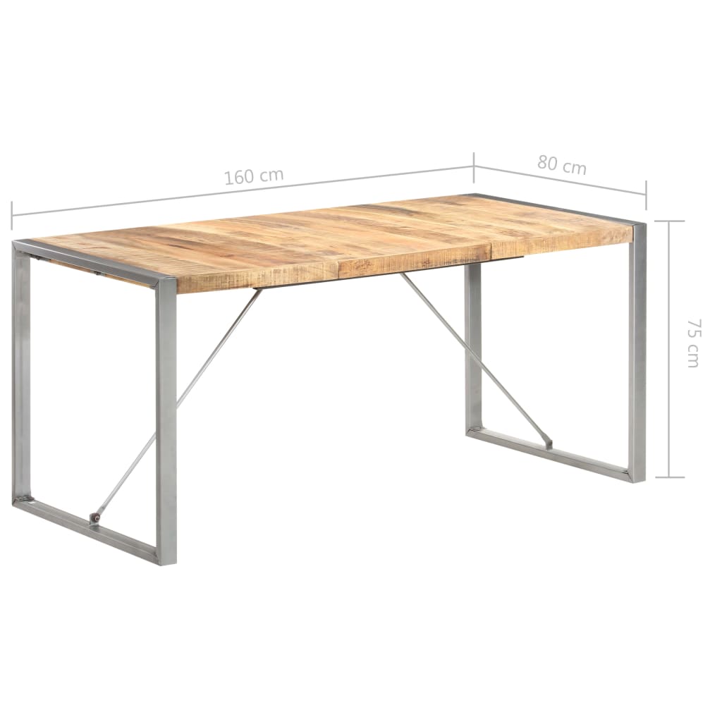 Ruokapöytä 160x80x75 cm täysi karkea mangopuu - Sisustajankoti.fi