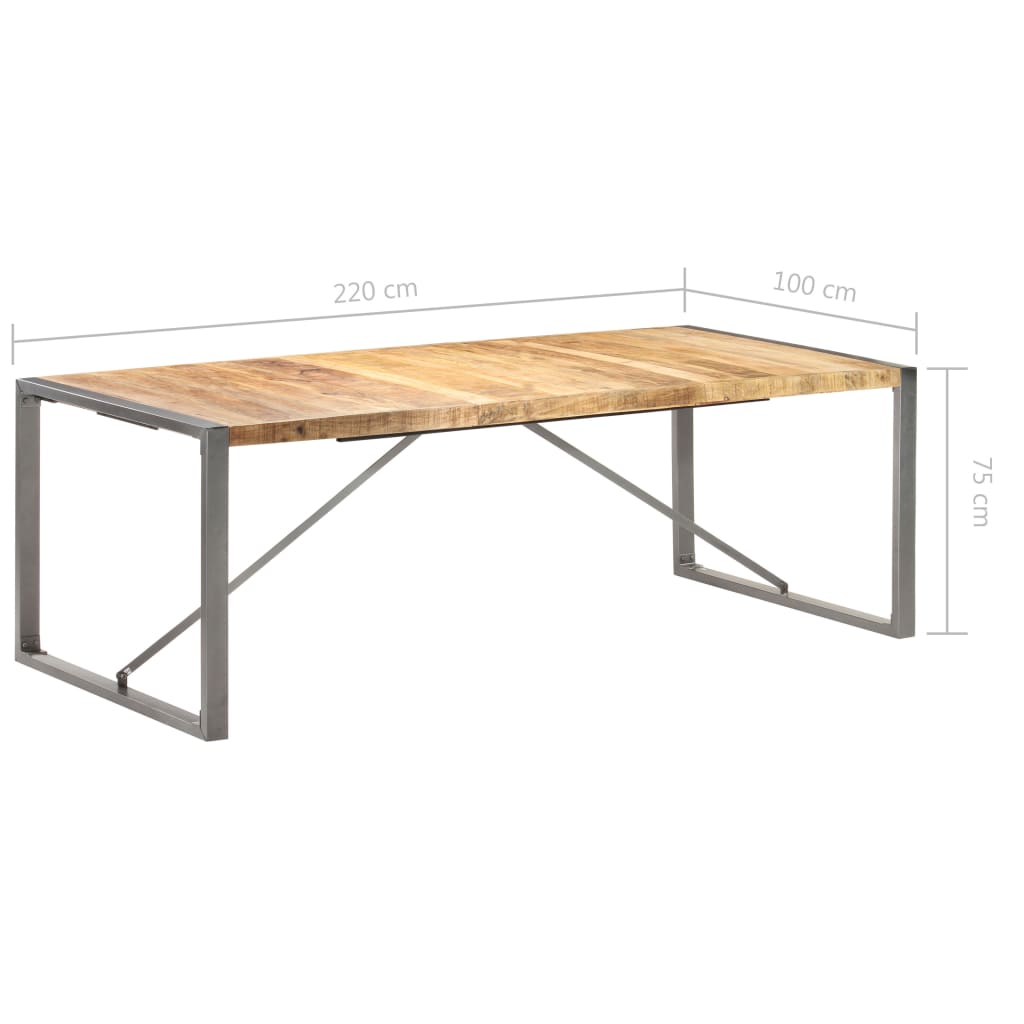 Ruokapöytä 220x100x75 cm täysi karkea mangopuu - Sisustajankoti.fi