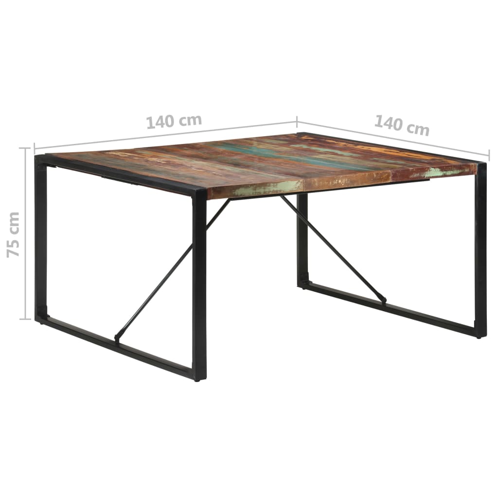Ruokapöytä 140x140x75 cm täysi kierrätetty puu - Sisustajankoti.fi