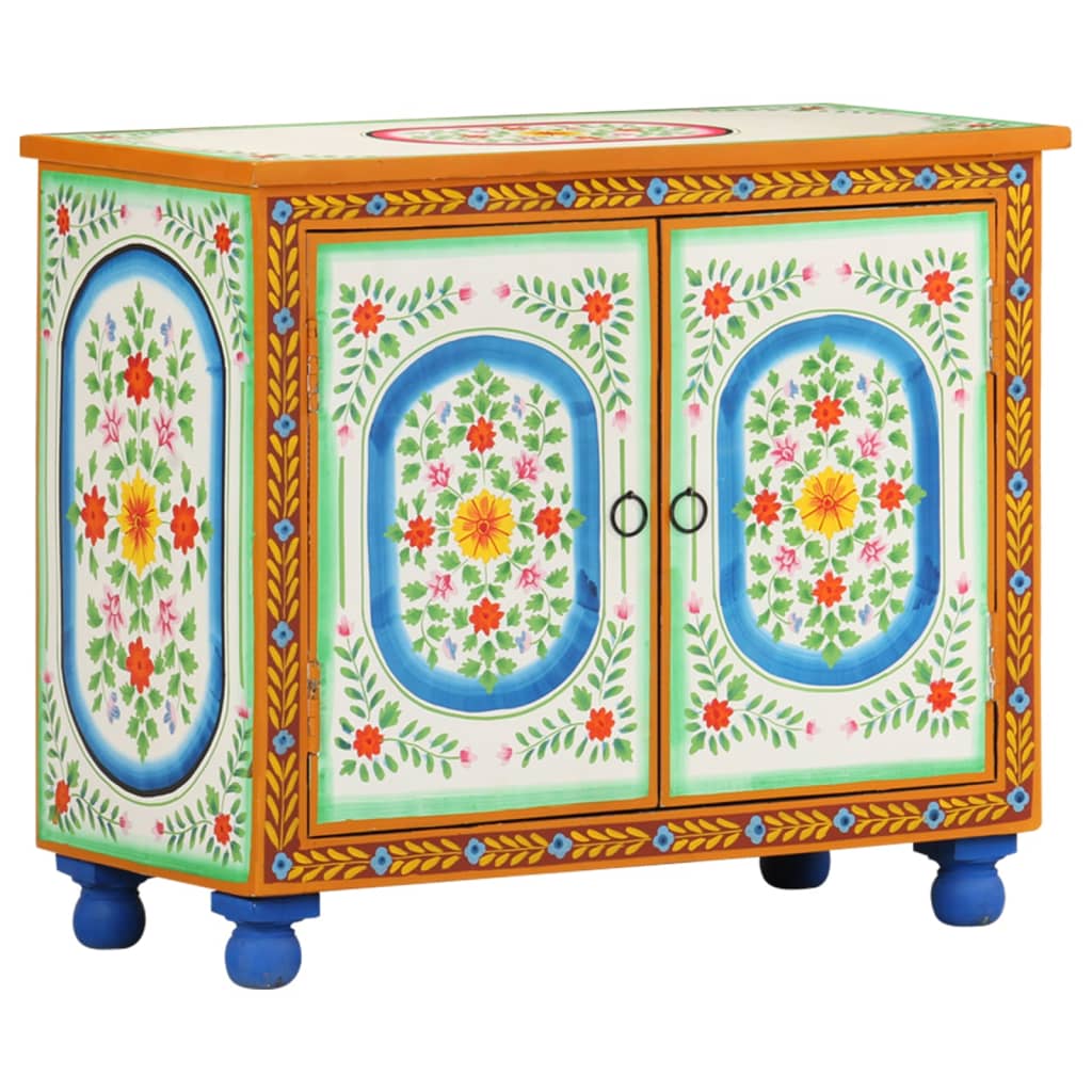 Käsin maalattu senkki 70x35x60 cm täysi mangopuu - Sisustajankoti.fi