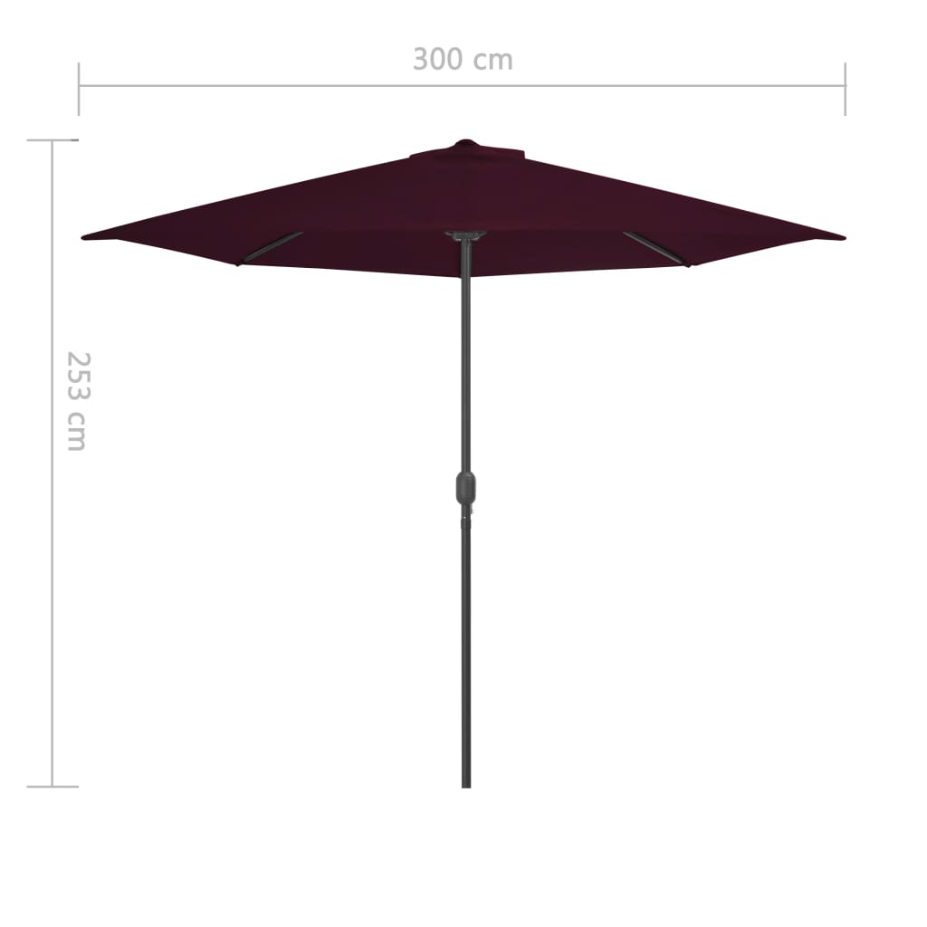 Aurinkovarjo alumiinitanko viininpunainen 300x150x253 cm - Sisustajankoti.fi