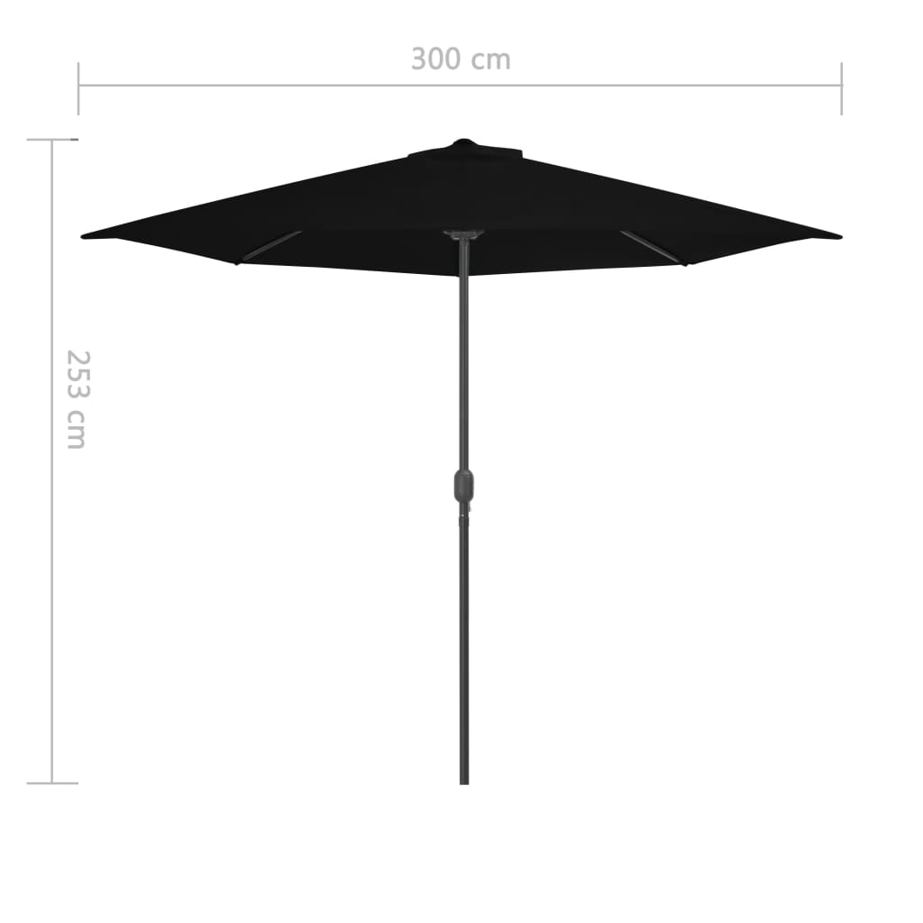 Aurinkovarjo ulkotiloihin alumiinitanko musta 300x150x253 cm - Sisustajankoti.fi