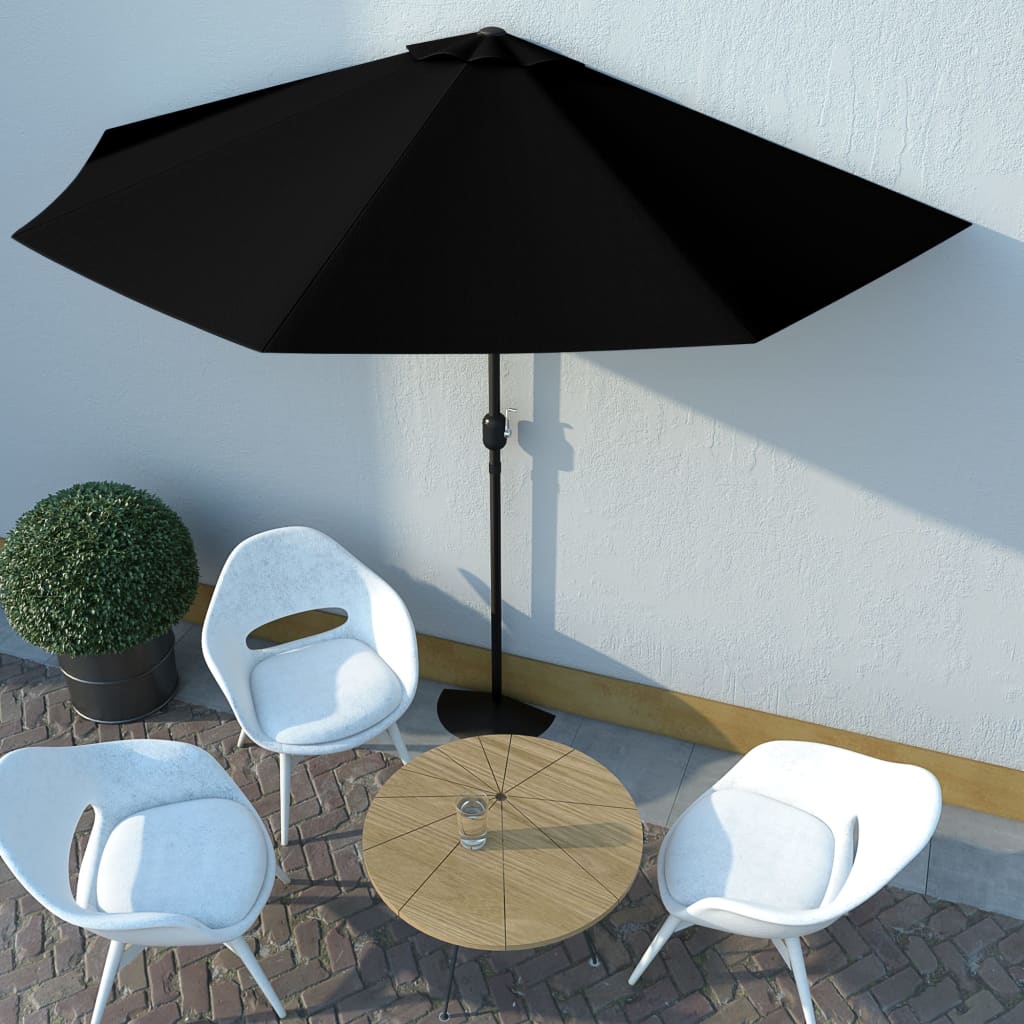 Aurinkovarjo ulkotiloihin alumiinitanko musta 300x150x253 cm - Sisustajankoti.fi