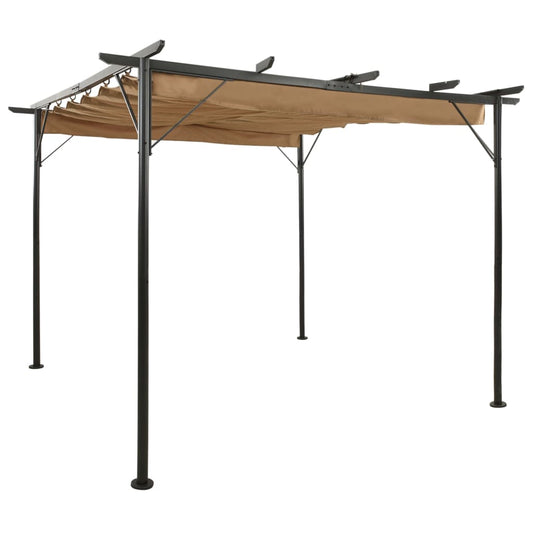 Pergola sisäänvedettävä katto taupe 3x3 m teräs 180 g/m² - Sisustajankoti.fi