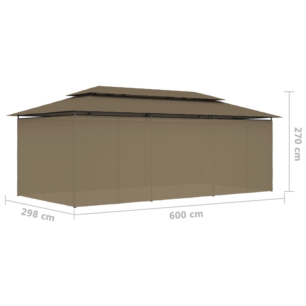Huvimaja verhoilla 600x298x270 cm ruskeanharmaa 180 g/m² - Sisustajankoti.fi