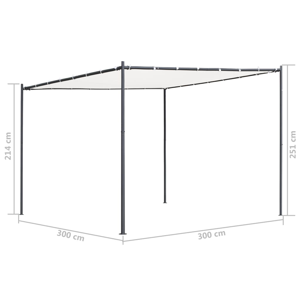 Huvimaja tasakatolla 3x3x2,4 m valkoinen 180 g/m² - Sisustajankoti.fi