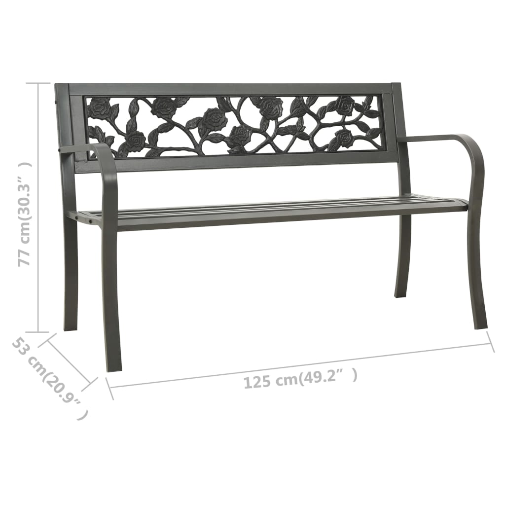 Puutarhapenkki 125 cm teräs harmaa - Sisustajankoti.fi