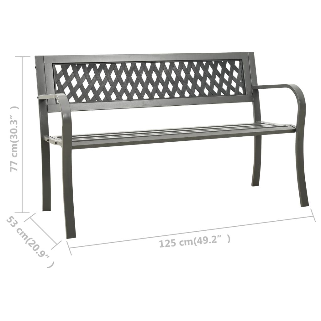 Puutarhapenkki 125 cm teräs harmaa - Sisustajankoti.fi