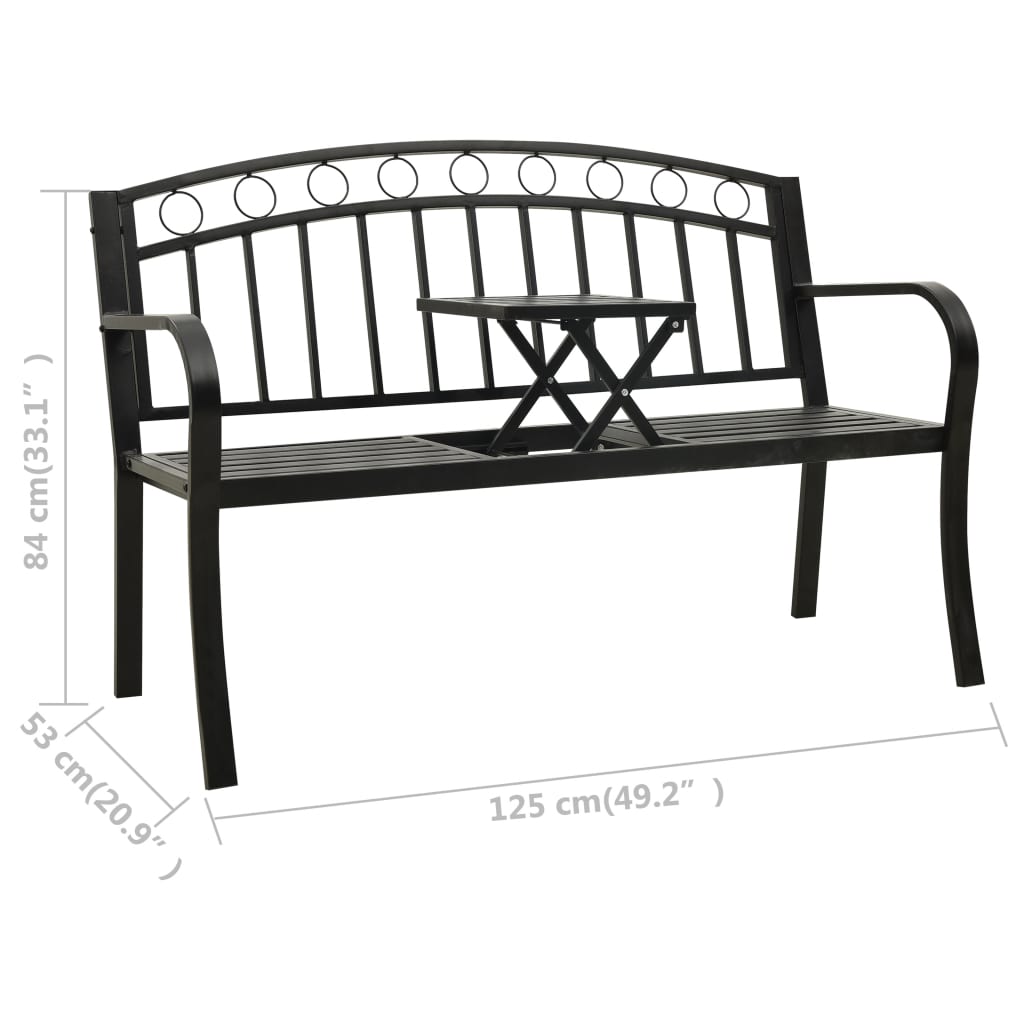 Puutarhapenkki pöydällä 125 cm teräs musta - Sisustajankoti.fi