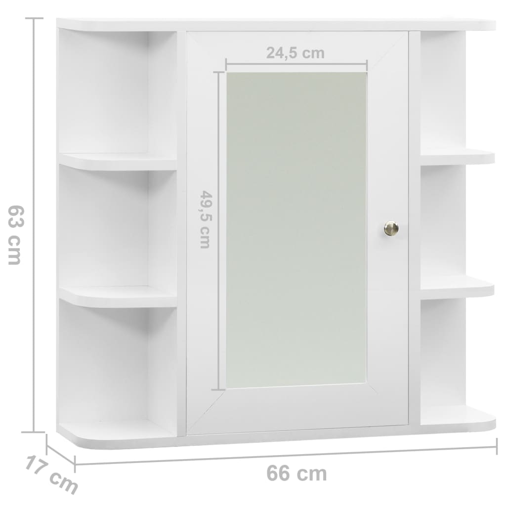Kylpyhuoneen peilikaappi valkoinen 66x17x63 cm - Sisustajankoti.fi