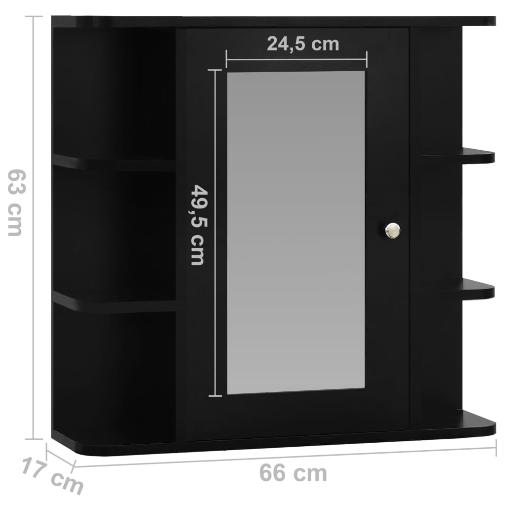 Kylpyhuoneen peilikaappi musta 66x17x63 cm - Sisustajankoti.fi