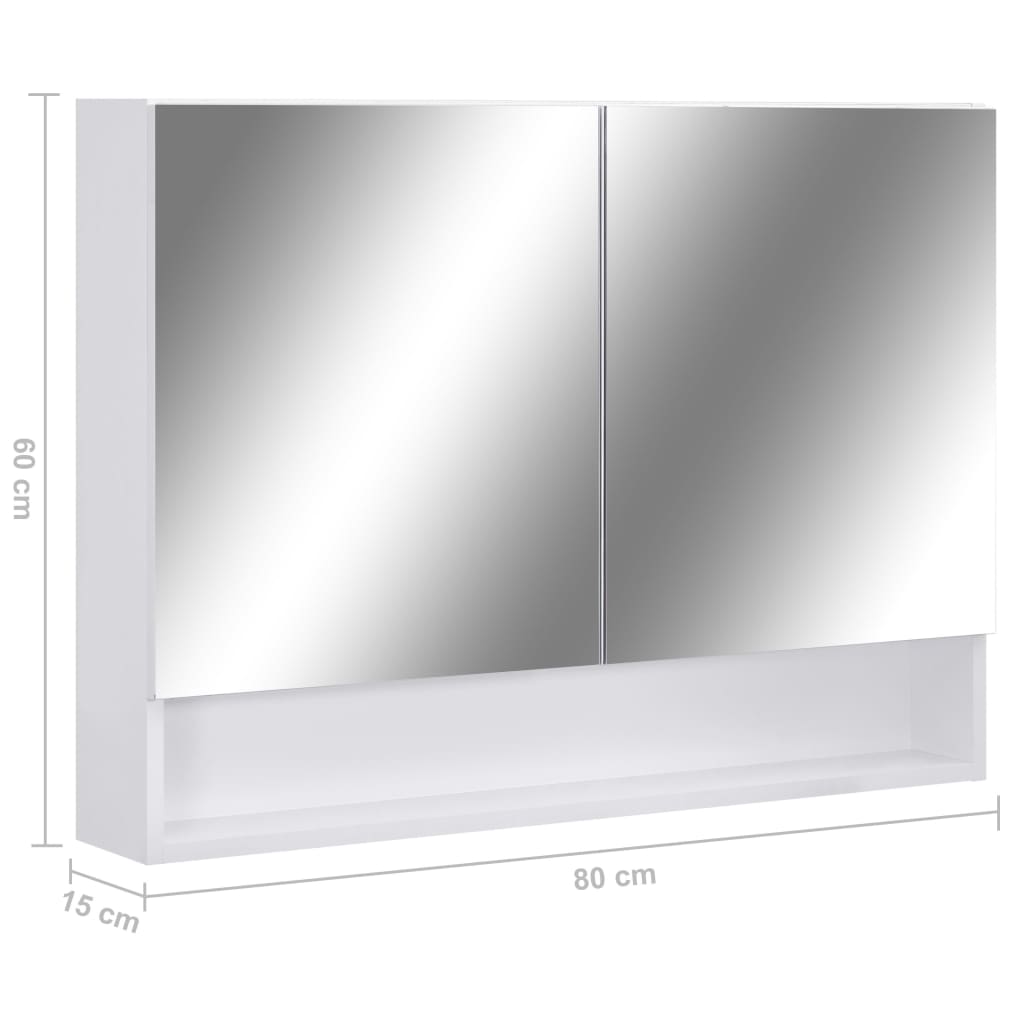 LED kylpyhuoneen peilikaappi valkoinen 80x15x60 cm MDF - Sisustajankoti.fi