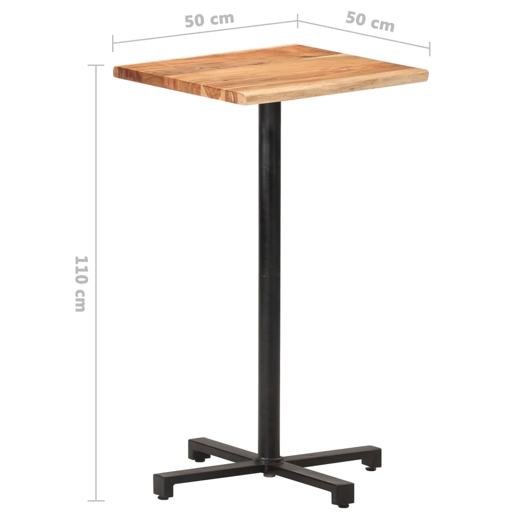 Baaripöytä elävät reunat 50x50x110 cm täysi akaasiapuu - Sisustajankoti.fi