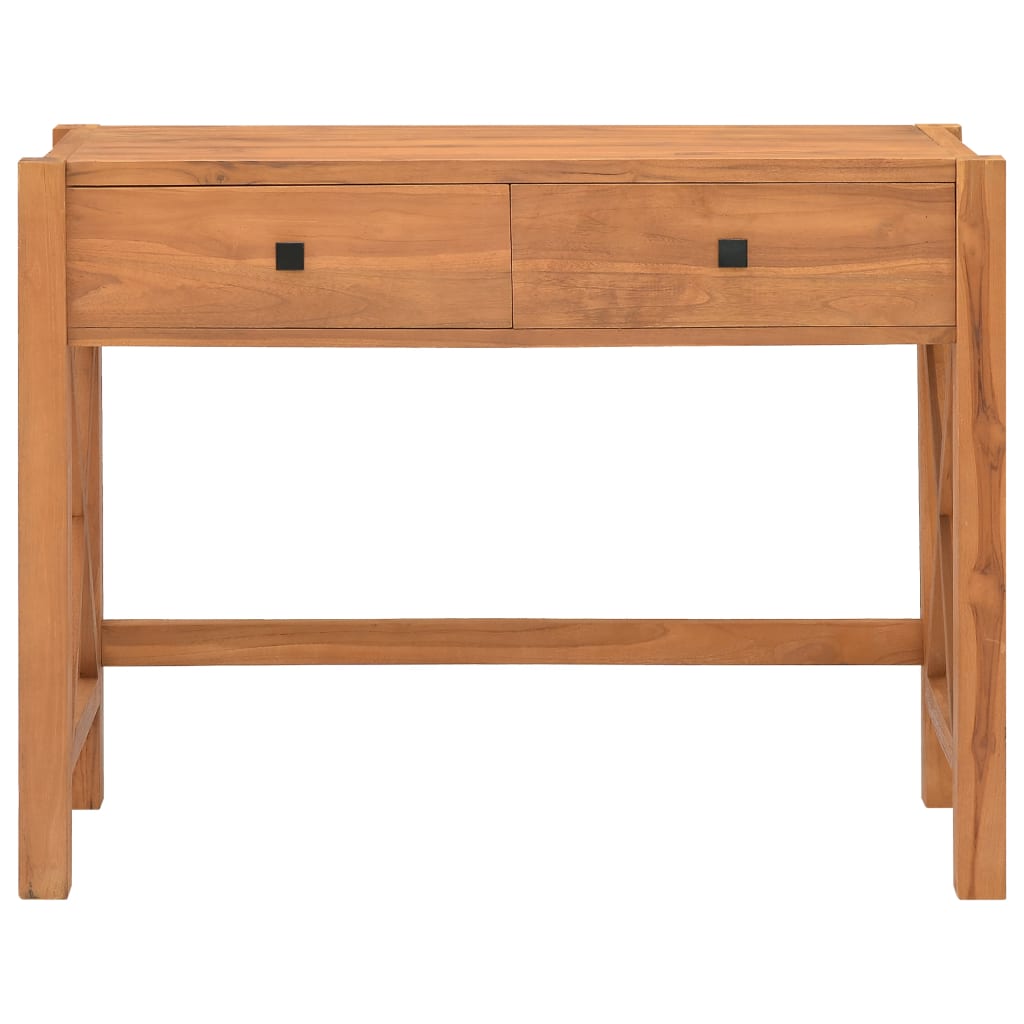 Kirjoituspöytä 2 vetolaatikolla 100x40x75cm kierrätetty tiikki - Sisustajankoti.fi
