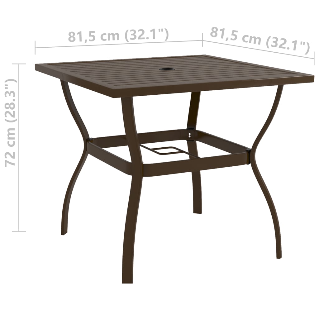 Puutarhapöytä ruskea 81,5x81,5x72 cm teräs - Sisustajankoti.fi