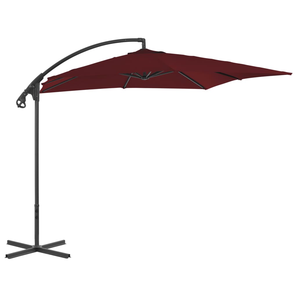 Riippuva aurinkovarjo teräspylväällä 250x250 cm viininpunainen - Sisustajankoti.fi