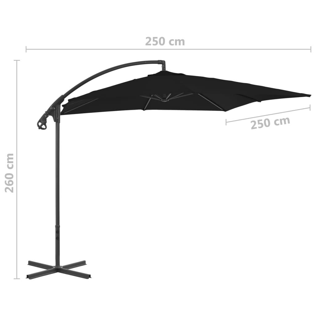 Riippuva aurinkovarjo teräspylväällä 250x250 cm musta - Sisustajankoti.fi